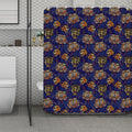 Blue Tiger Tattoo Pattern Print Polyester Shower Curtain