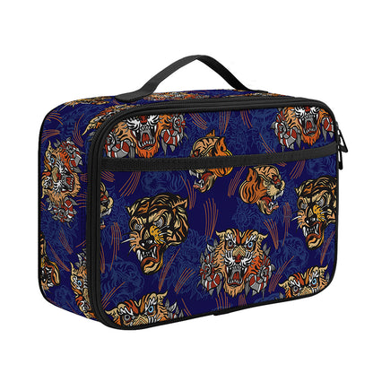 Blue Tiger Tattoo Pattern Print Portable Lunch Bag