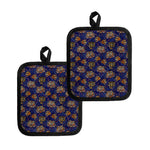 Blue Tiger Tattoo Pattern Print Pot Holders