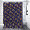 Blue Tiger Tattoo Pattern Print Premium Shower Curtain