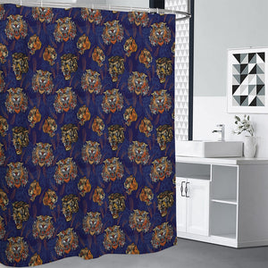 Blue Tiger Tattoo Pattern Print Premium Shower Curtain