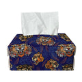 Blue Tiger Tattoo Pattern Print Rectangle Tissue Box Cover
