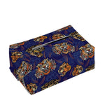 Blue Tiger Tattoo Pattern Print Rectangle Tissue Box Cover