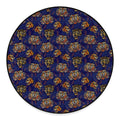 Blue Tiger Tattoo Pattern Print Round Floor Mat