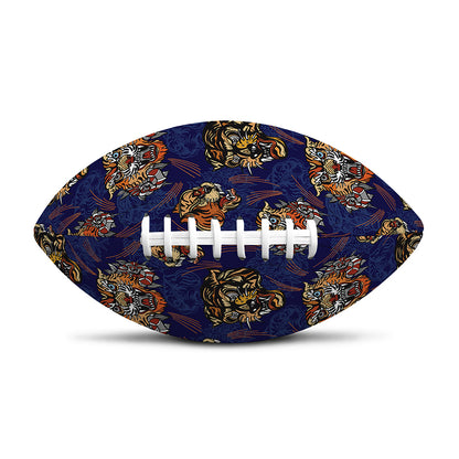 Blue Tiger Tattoo Pattern Print Rugby Ball