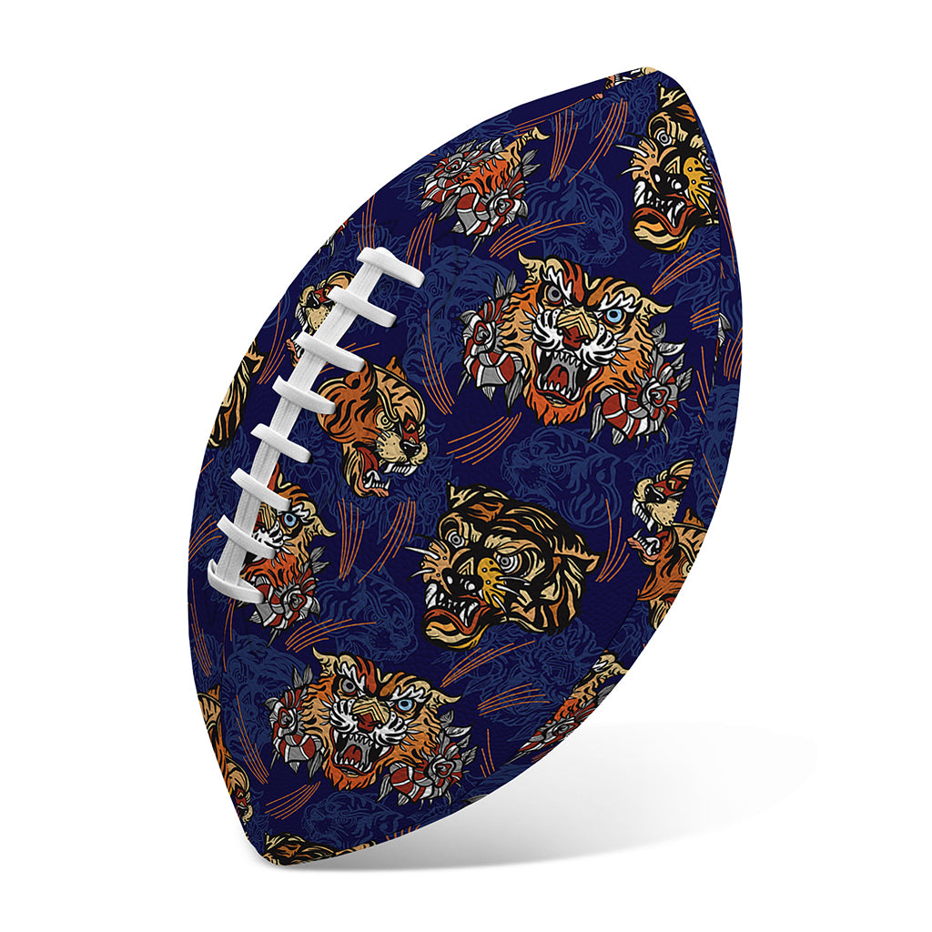 Blue Tiger Tattoo Pattern Print Rugby Ball