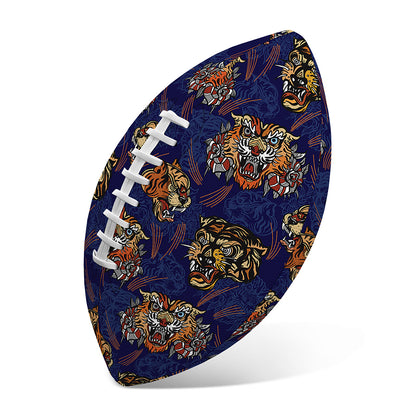 Blue Tiger Tattoo Pattern Print Rugby Ball