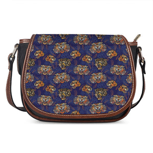 Blue Tiger Tattoo Pattern Print Saddle Bag