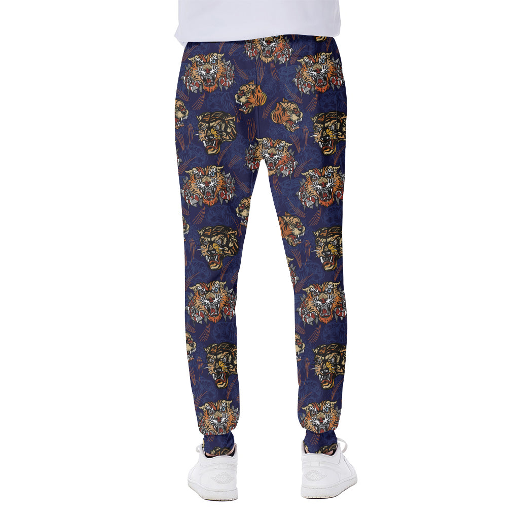 Blue Tiger Tattoo Pattern Print Scuba Joggers