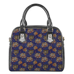 Blue Tiger Tattoo Pattern Print Shoulder Handbag