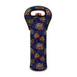 Blue Tiger Tattoo Pattern Print Single Neoprene Wine Tote