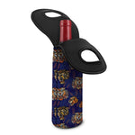 Blue Tiger Tattoo Pattern Print Single Neoprene Wine Tote