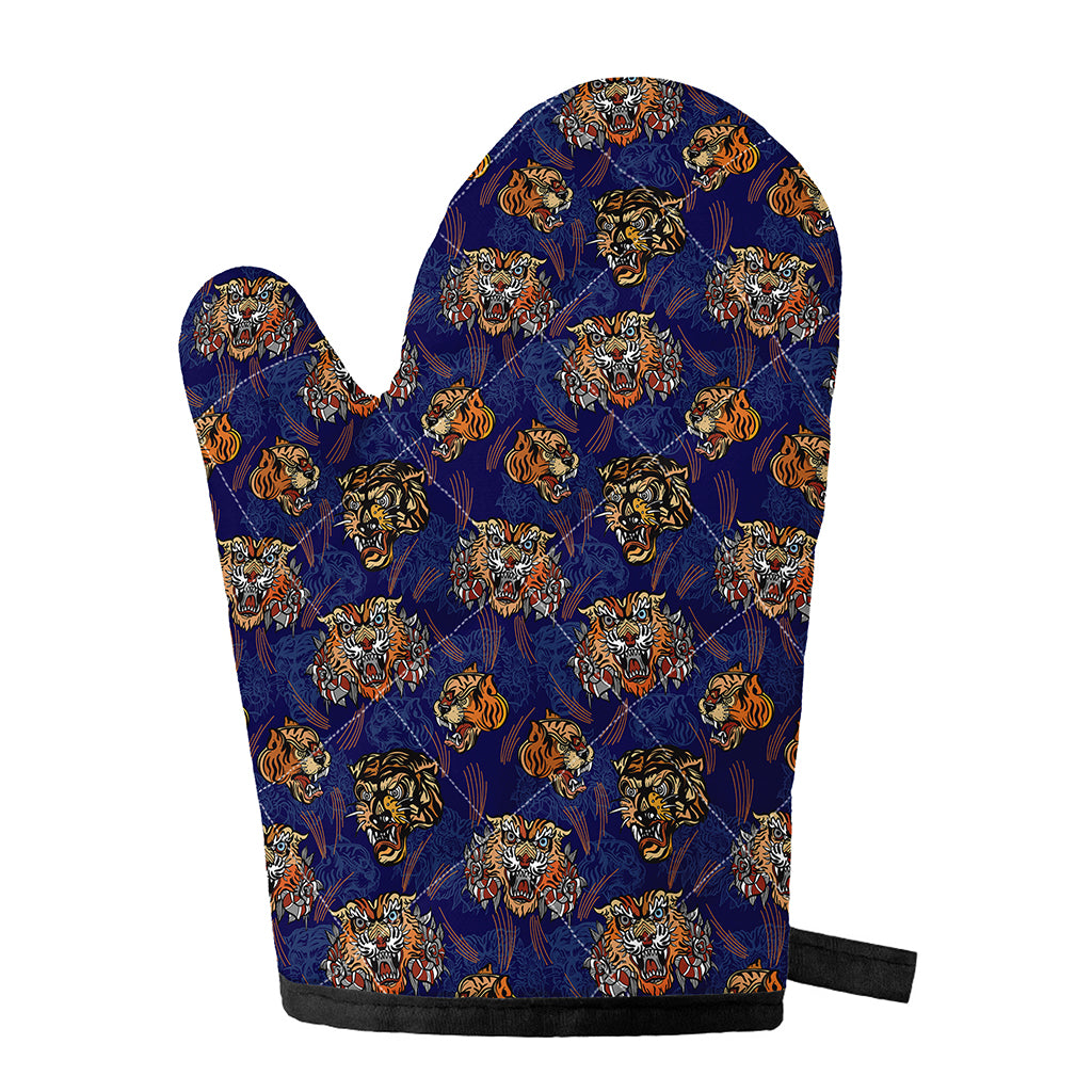 Blue Tiger Tattoo Pattern Print Single Oven Mitt