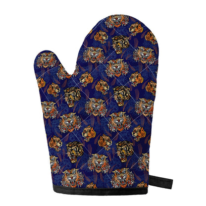 Blue Tiger Tattoo Pattern Print Single Oven Mitt