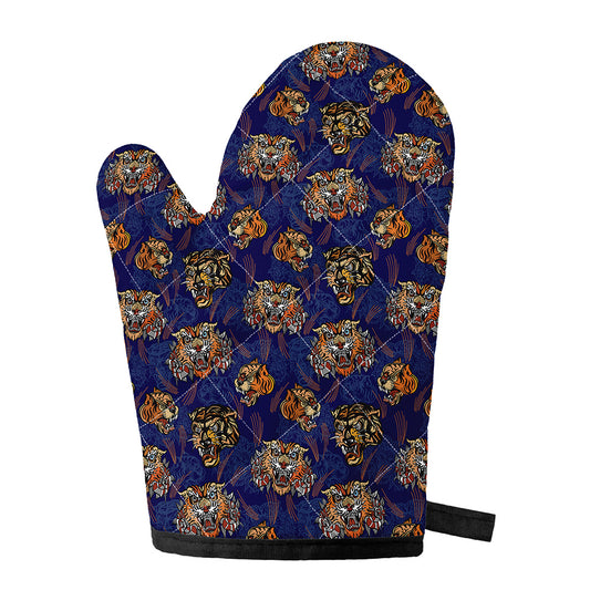 Blue Tiger Tattoo Pattern Print Single Oven Mitt
