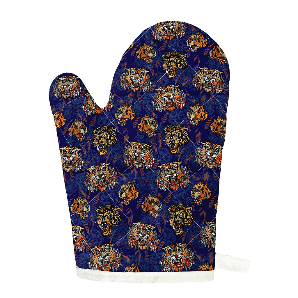 Blue Tiger Tattoo Pattern Print Single Oven Mitt