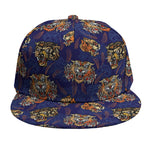 Blue Tiger Tattoo Pattern Print Snapback Cap