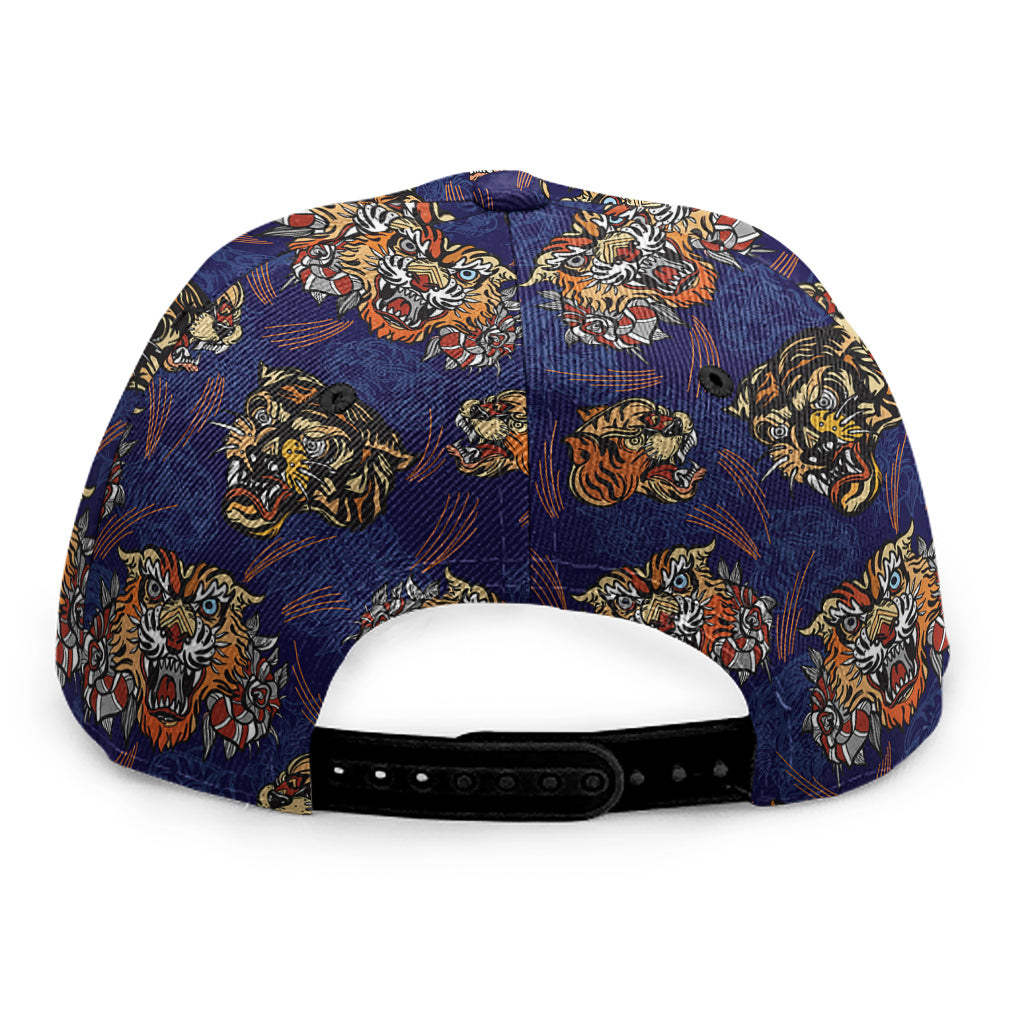 Blue Tiger Tattoo Pattern Print Snapback Cap