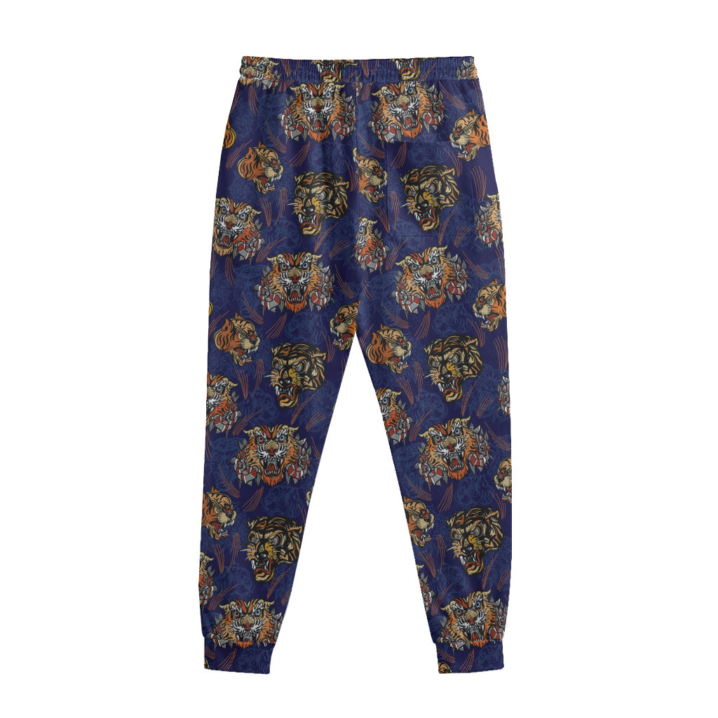 Blue Tiger Tattoo Pattern Print Sweatpants