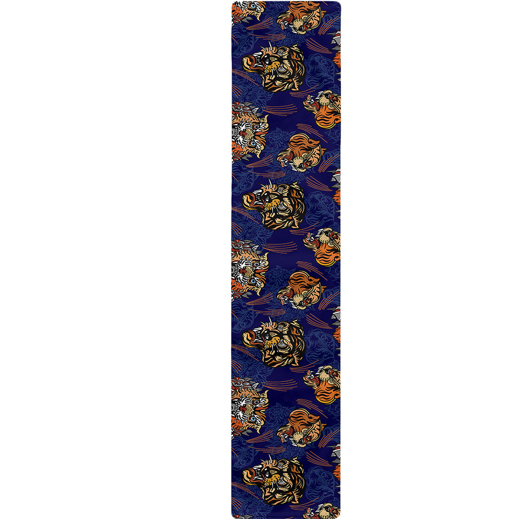Blue Tiger Tattoo Pattern Print Table Runner