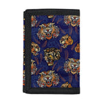 Blue Tiger Tattoo Pattern Print Trifold Wallet