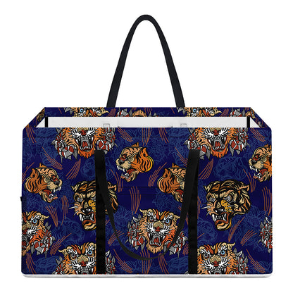 Blue Tiger Tattoo Pattern Print Utility Tote Bag