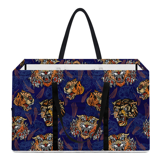 Blue Tiger Tattoo Pattern Print Utility Tote Bag