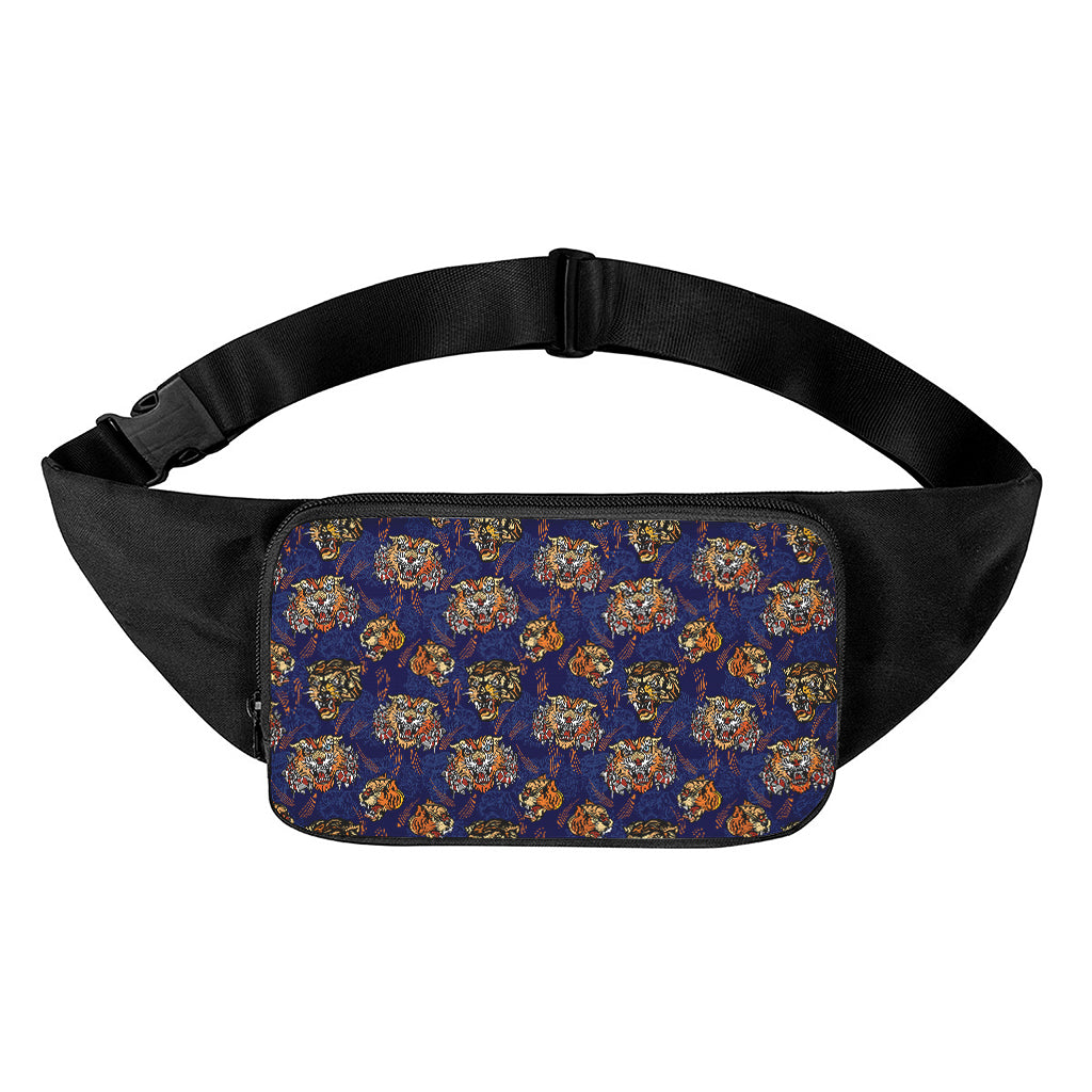 Blue Tiger Tattoo Pattern Print Waist Bag