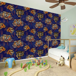 Blue Tiger Tattoo Pattern Print Wall Sticker