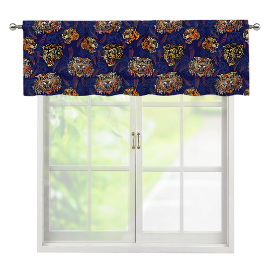 Blue Tiger Tattoo Pattern Print Window Valance