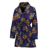 Blue Tiger Tattoo Pattern Print Women's Bathrobe