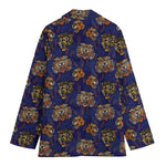 Blue Tiger Tattoo Pattern Print Women's Blazer