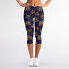 Blue Tiger Tattoo Pattern Print Women's Capri Leggings