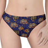 Blue Tiger Tattoo Pattern Print Women's Thong