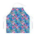 Blue Tropical And Pink Flamingo Print Adjustable Apron