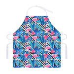 Blue Tropical And Pink Flamingo Print Adjustable Apron
