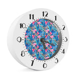 Blue Tropical And Pink Flamingo Print Alarm Clock