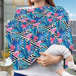 Blue Tropical And Pink Flamingo Print Baby Seat Cover