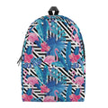 Blue Tropical And Pink Flamingo Print School Backpack