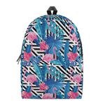 Blue Tropical And Pink Flamingo Print Backpack