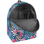Blue Tropical And Pink Flamingo Print Backpack