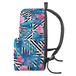 Blue Tropical And Pink Flamingo Print Backpack