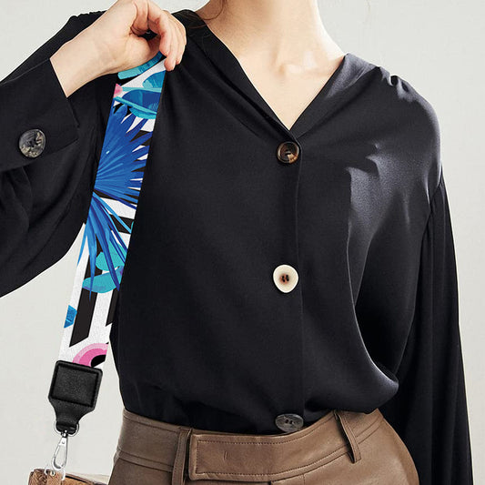 Blue Tropical And Pink Flamingo Print Bag Strap