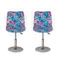 Blue Tropical And Pink Flamingo Print Bar Stool Covers