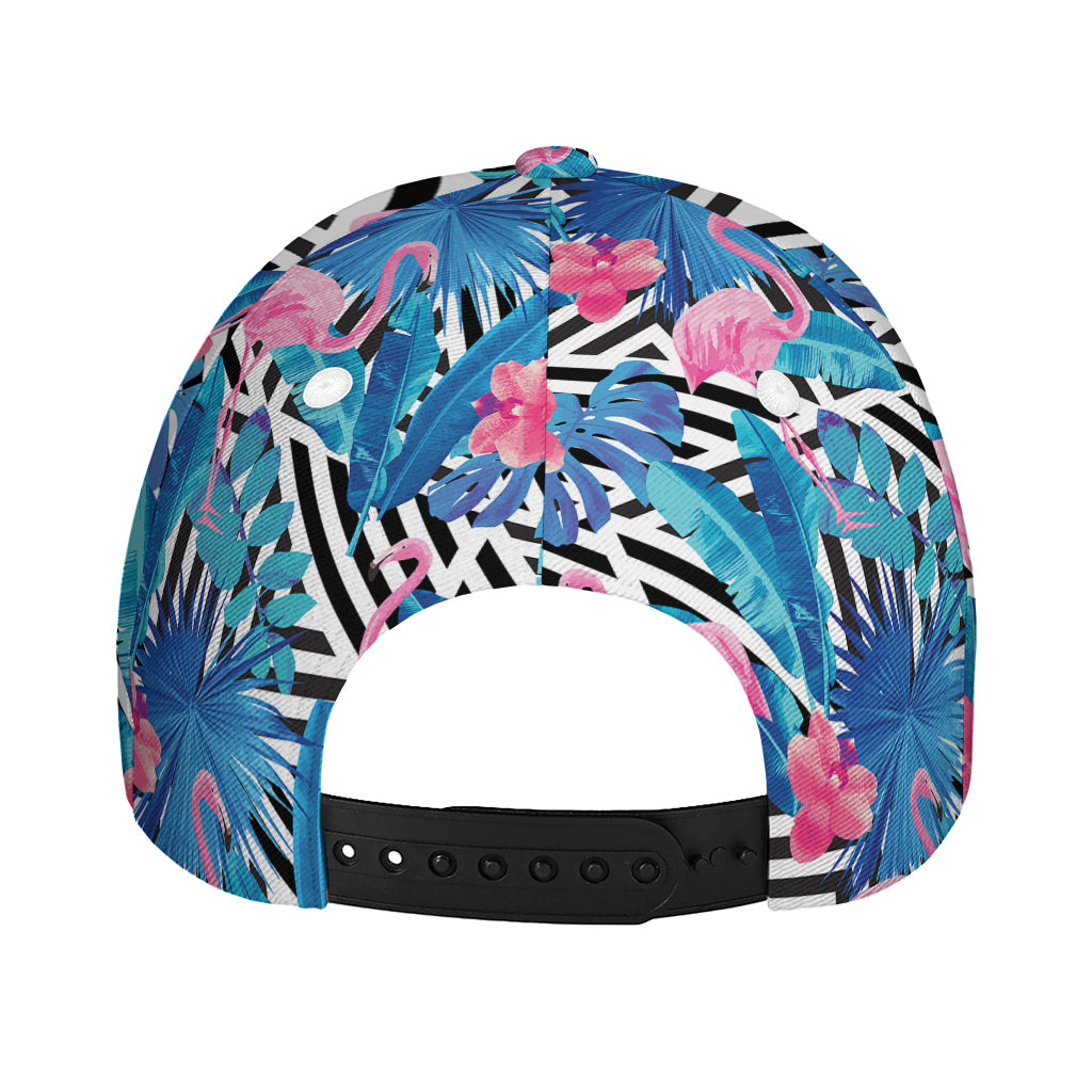 Blue Tropical And Pink Flamingo Print Baseball Cap