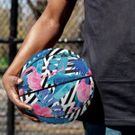 Blue Tropical And Pink Flamingo Print Basketball