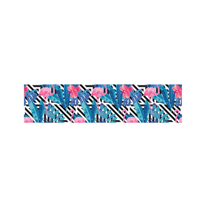 Blue Tropical And Pink Flamingo Print Bed Runner