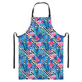 Blue Tropical And Pink Flamingo Print Bib Apron With Pocket