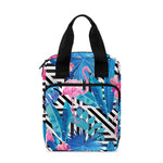 Blue Tropical And Pink Flamingo Print Bible Tote Bag
