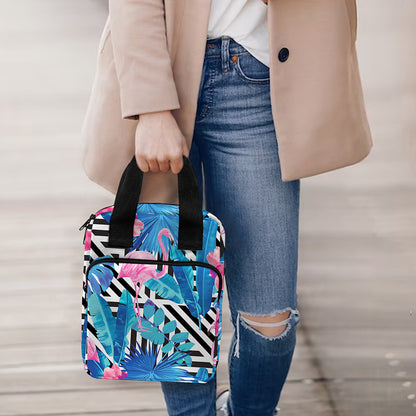 Blue Tropical And Pink Flamingo Print Bible Tote Bag
